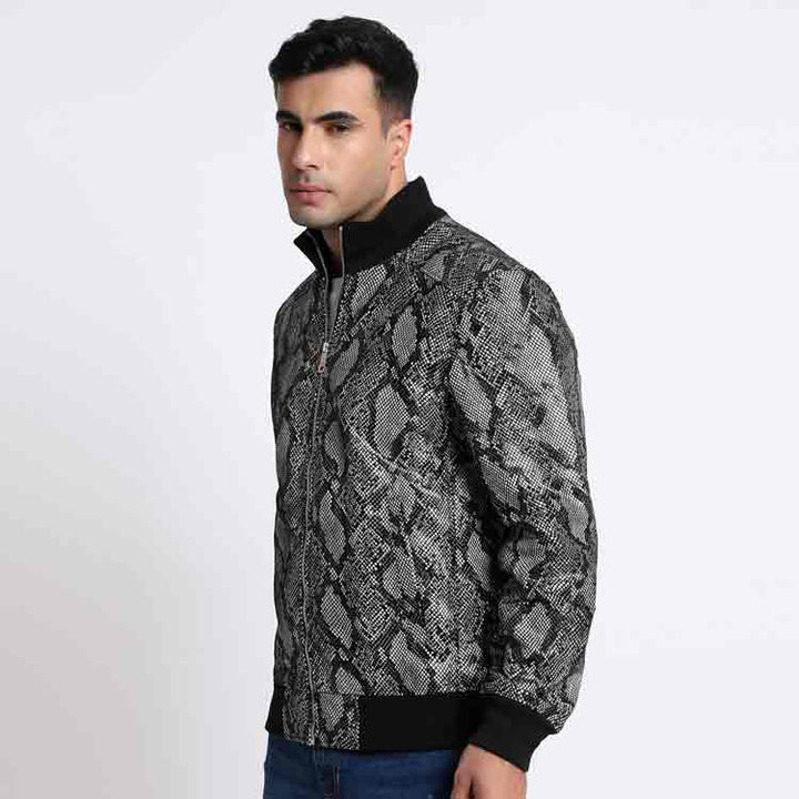 Saint Milly Grey Leather Men's Bomber Style Jackets