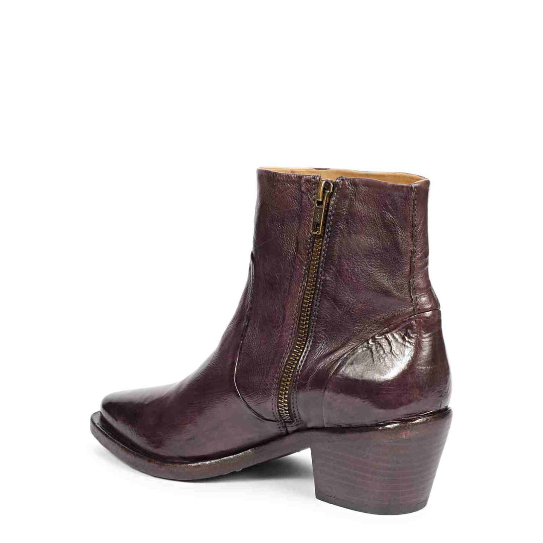 Saint Emelia Burgundy Leather Washed Ankle Boot