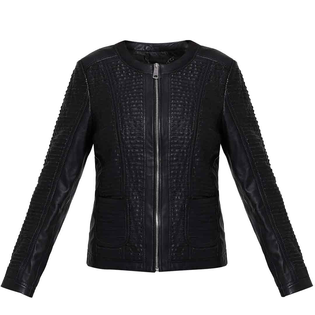 Saint Oaklynn Women Black Leather Quilted Jackets