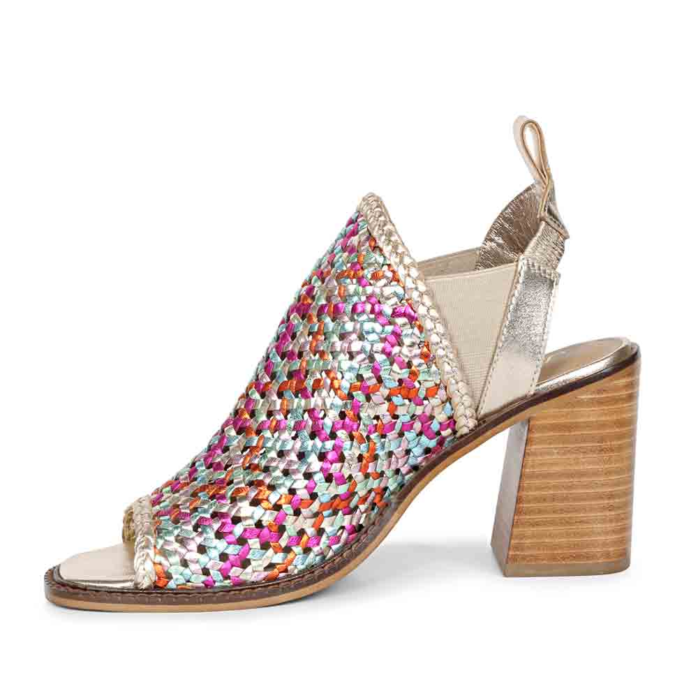 Designer multi color leather heels