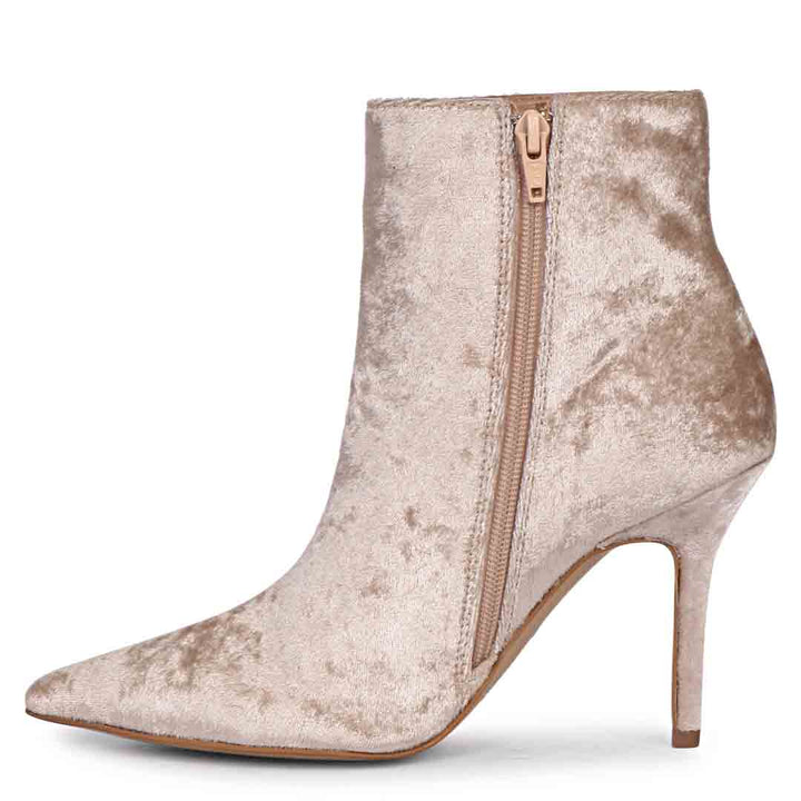 Saint Vienna Beige Velvet Ankle Boots