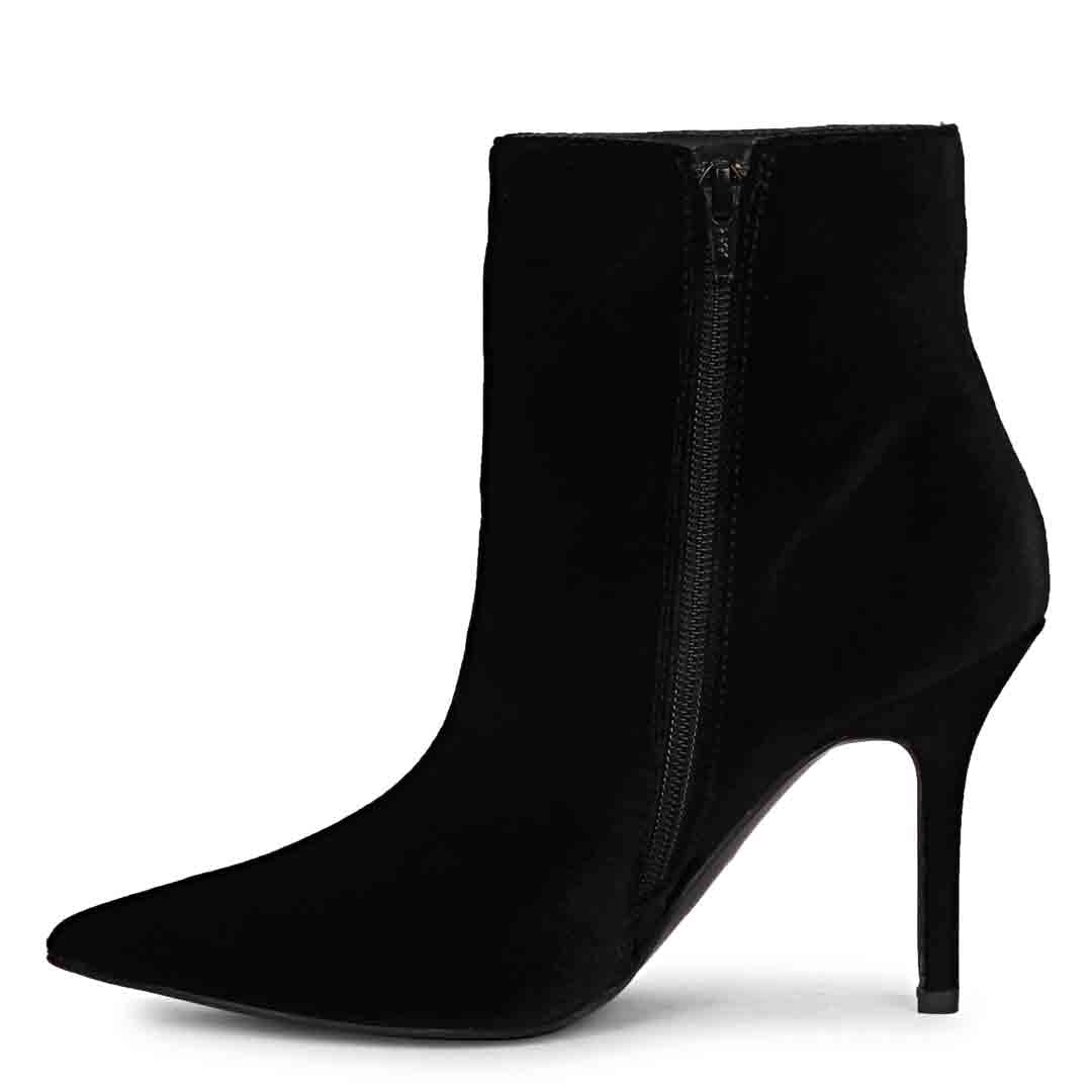 Saint Vienna Black Velvet Stiletto Ankle Boots