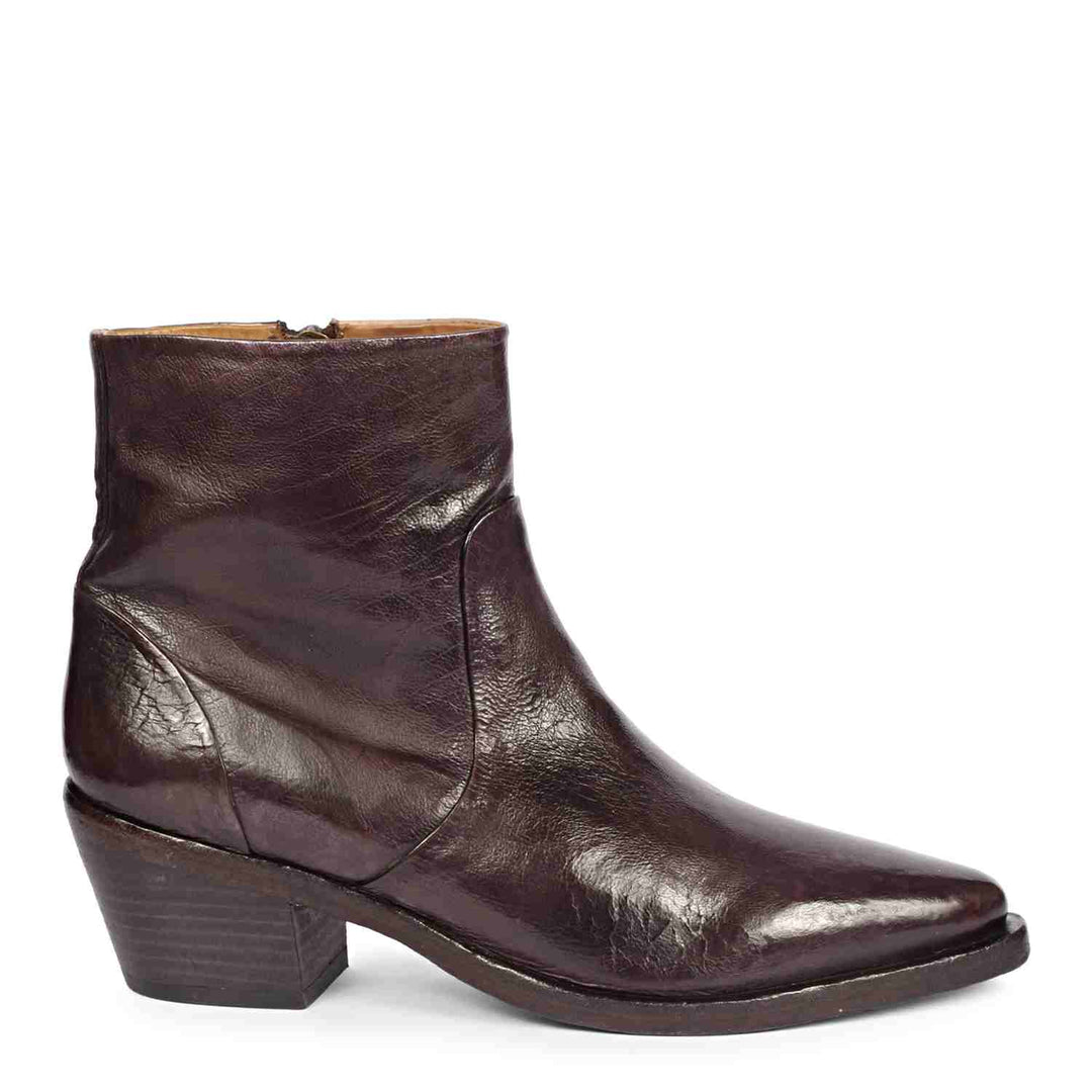 Saint Emelia Burgundy Leather Washed Ankle Boot