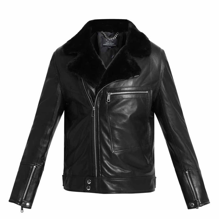 Saint Harley Black Calf Leather Men's Biker Jacket