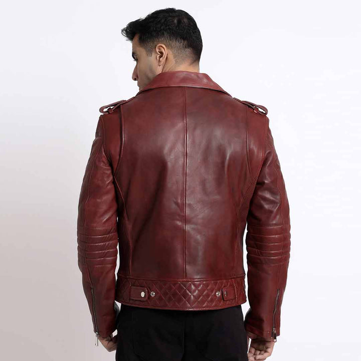 Saint Fabio Men Brown Leather Biker Style Jackets