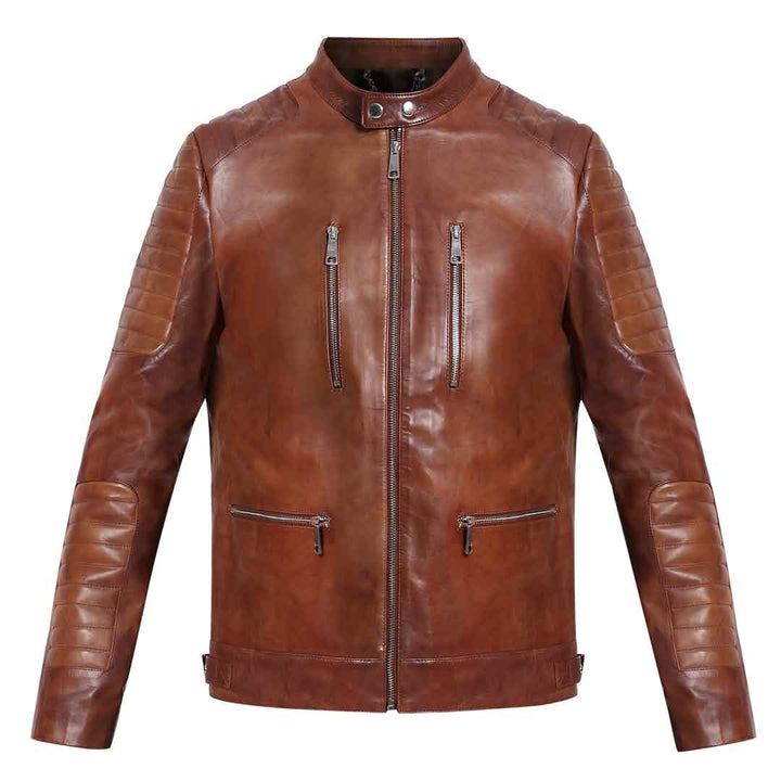 Saint Ellis Burgundy Leather Men's Cafe Racer Jackets