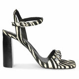 Saint Avery White Leopard Raffia High Block Heels