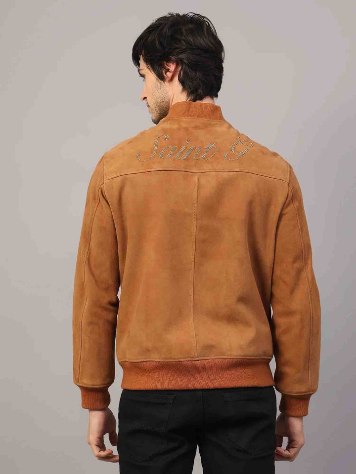 Saint Lorenzo Tan Leather Men's Bomber Style Jackets