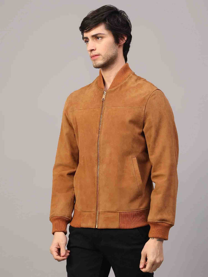 Saint Lorenzo Tan Leather Men's Bomber Style Jackets