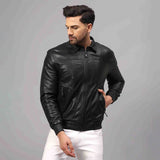 Saint Arduin Black Washed Leather Men's Bomber Jackets