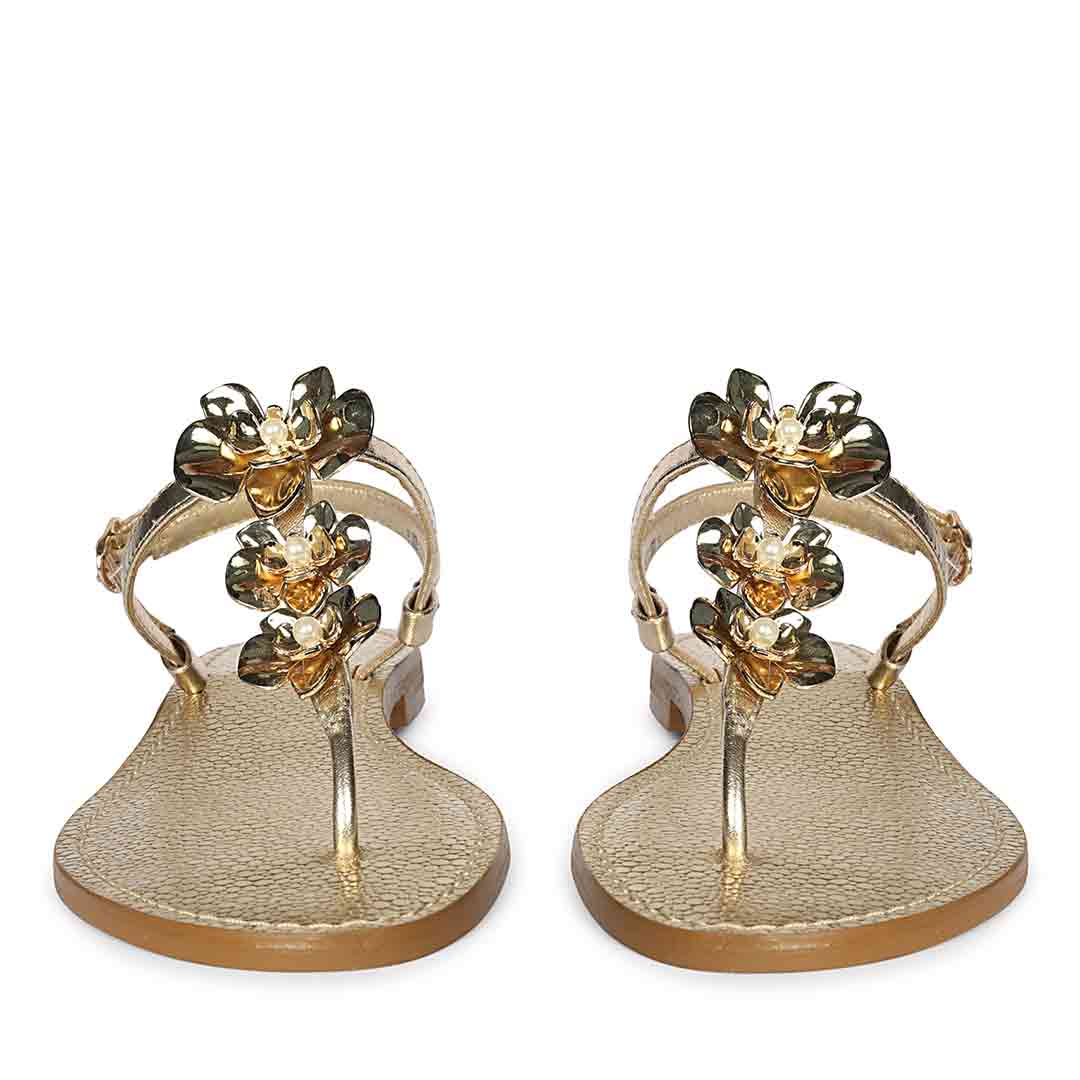 Metallic leather sandals for women