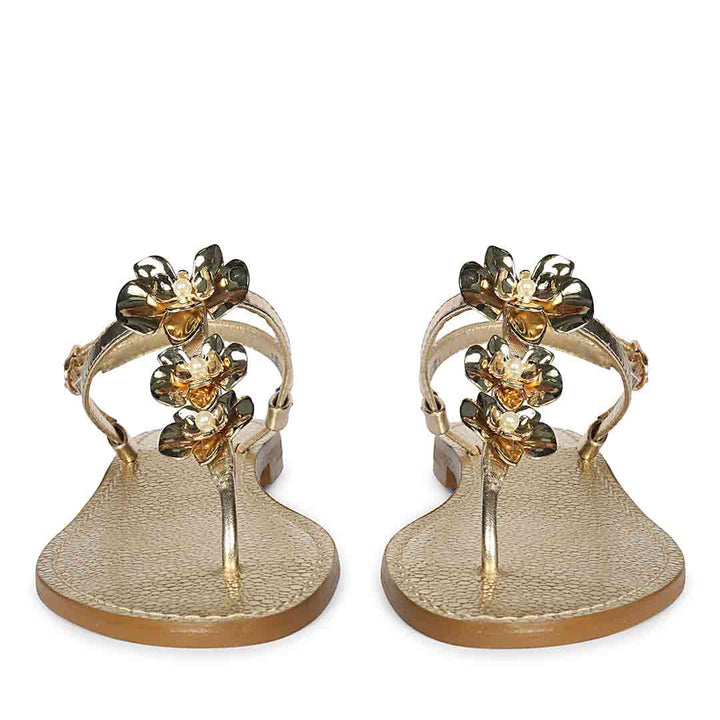 Metallic leather sandals for women