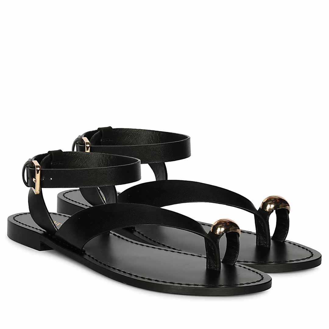 Saint Faye Black Leather Sandals