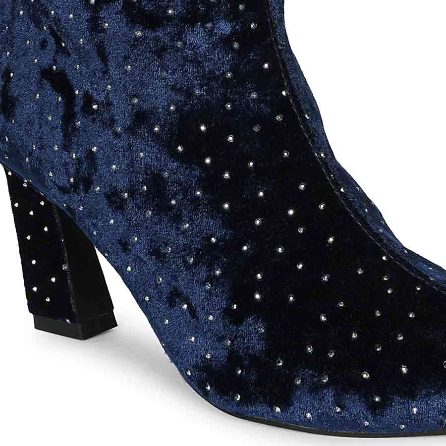 Saint Blue Leather High Ankle Boots