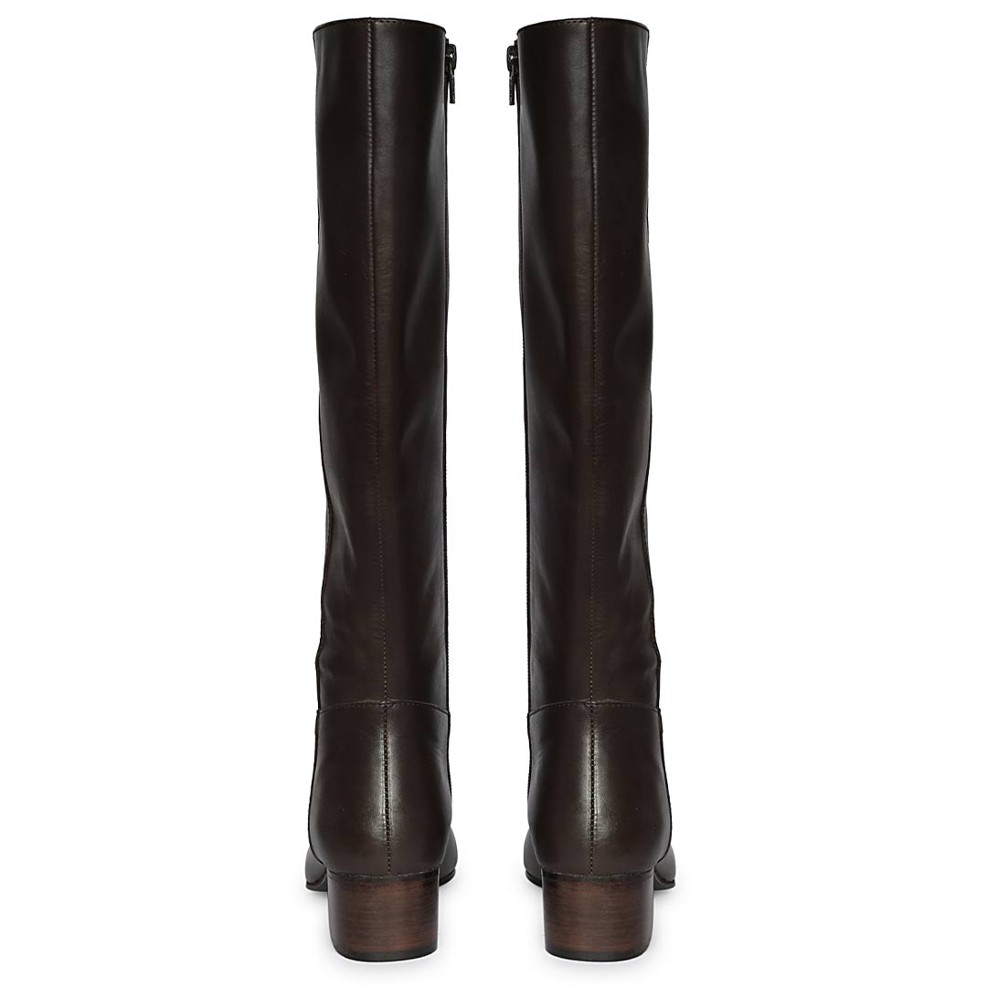 Saint Ivanna Brown Leather Knee High Boots