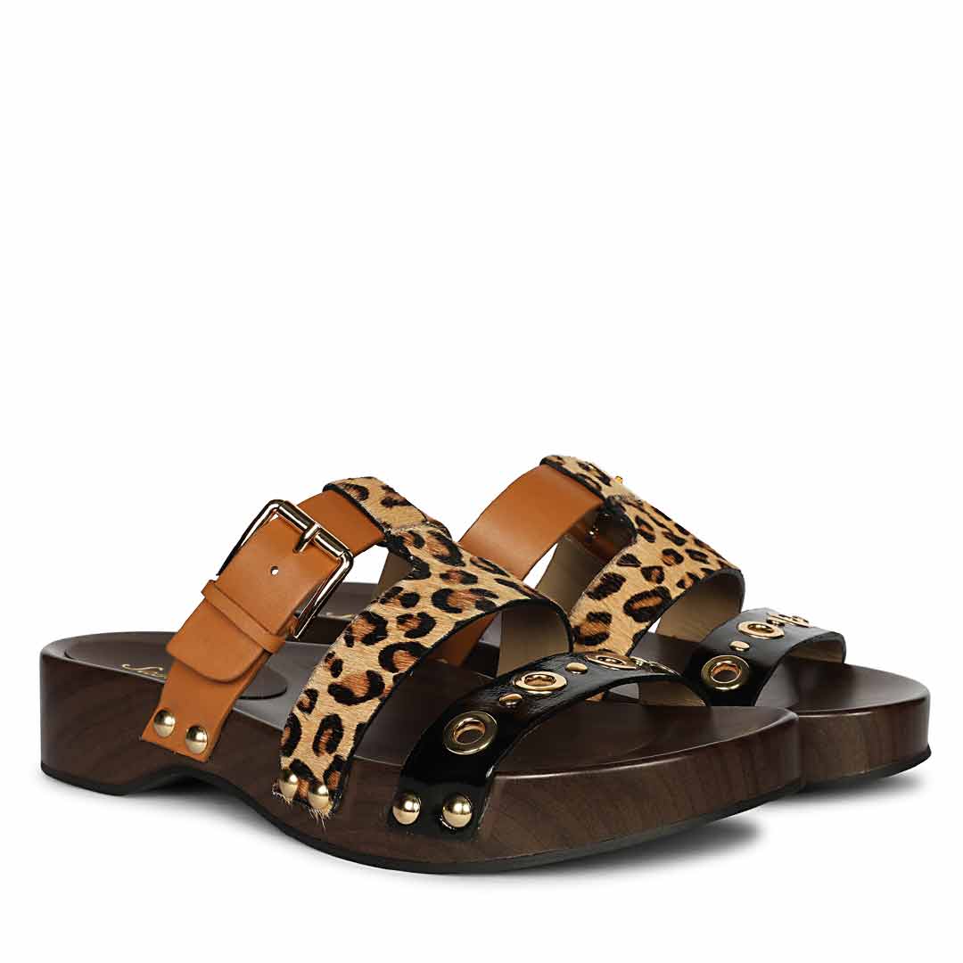 Saint Avely Embellished Brown Leather Platform Sandals