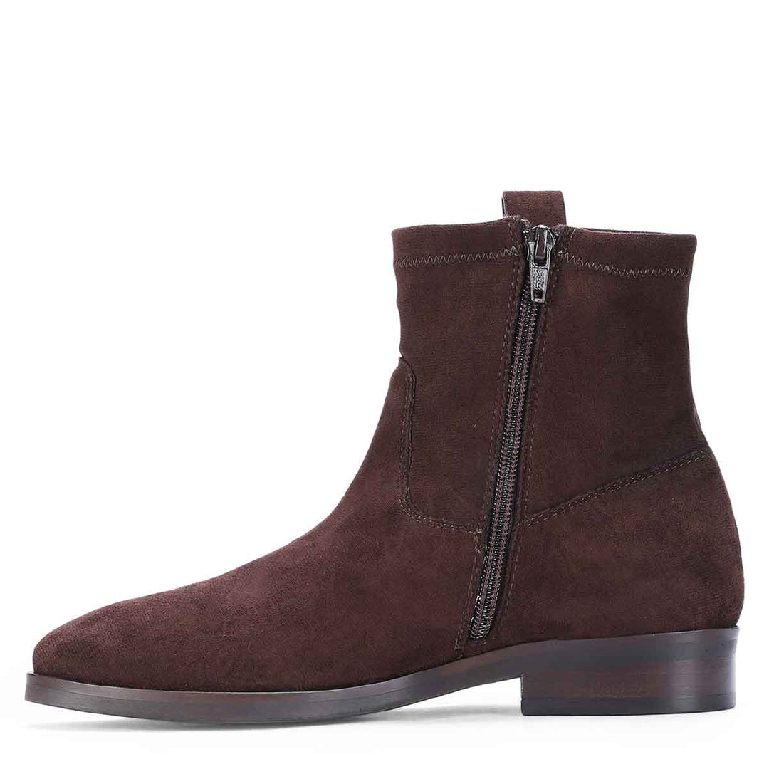 Saint Darcie Eyelets Brown Suede Leather Ankle Boots