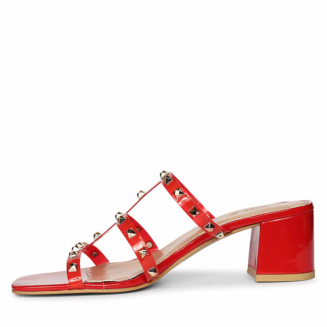 Gold Stud Detail Block Heels