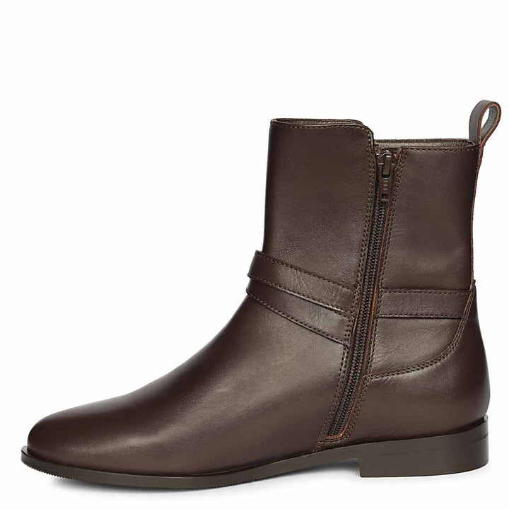 Saint Zola Brown Leather Buckle Ankle Boots
