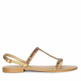 Saint Raelin Metallic Orange Leather Embellished Sandals