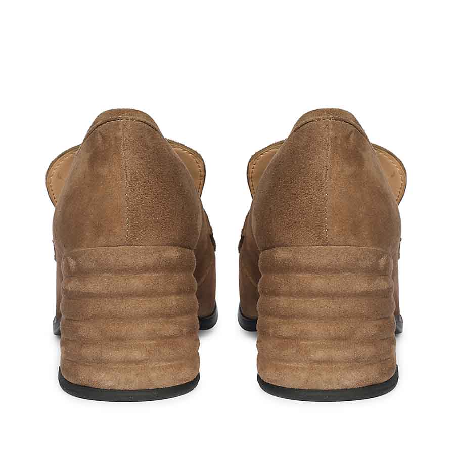 Saint Vera Gold Horsebit Dark Taupe Leather Moccasins