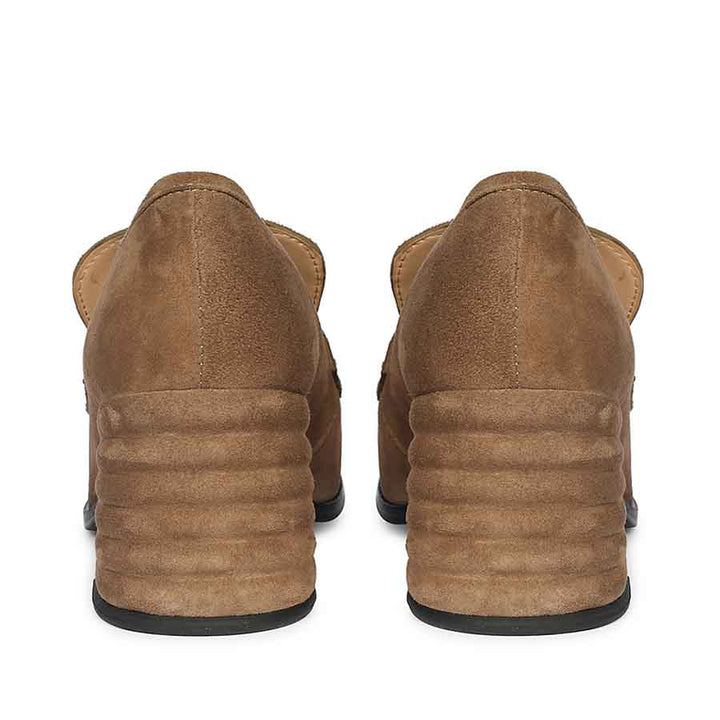 Saint Vera Gold Horsebit Dark Taupe Leather Moccasins