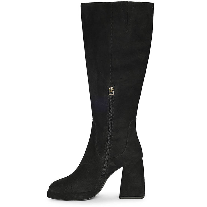 Saint Jolène Black Suede Harrod Patent Leather Long Boots