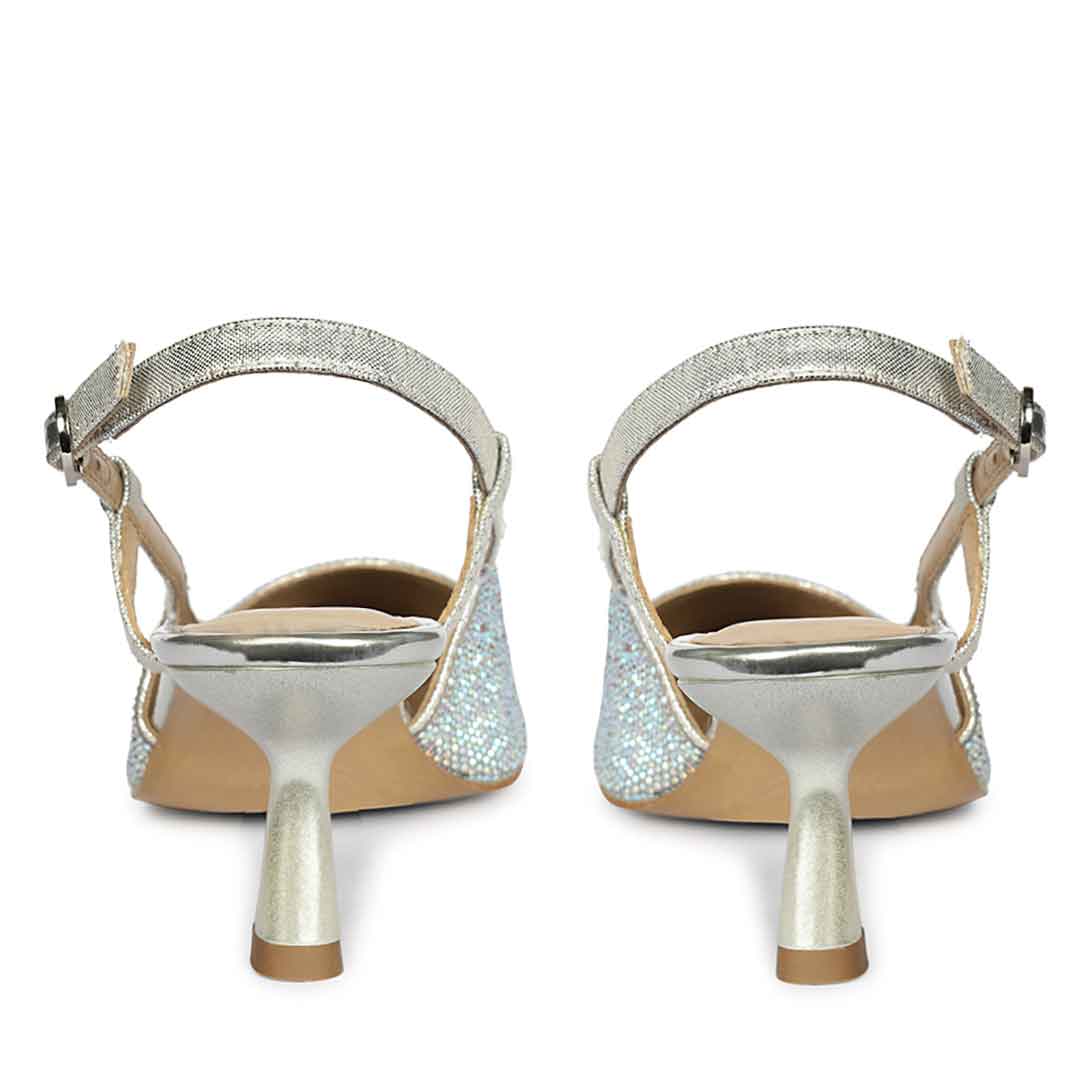 Saint Trinity Crystal Glimmer Silver Leather Pumps