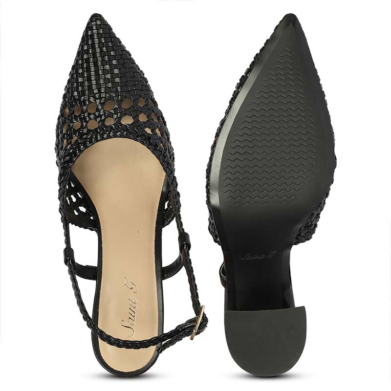 Saint Felicia Black Woven Block Heels