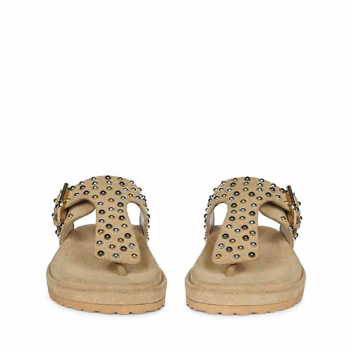 Saint Roma Studded Beige Footbed Sandals