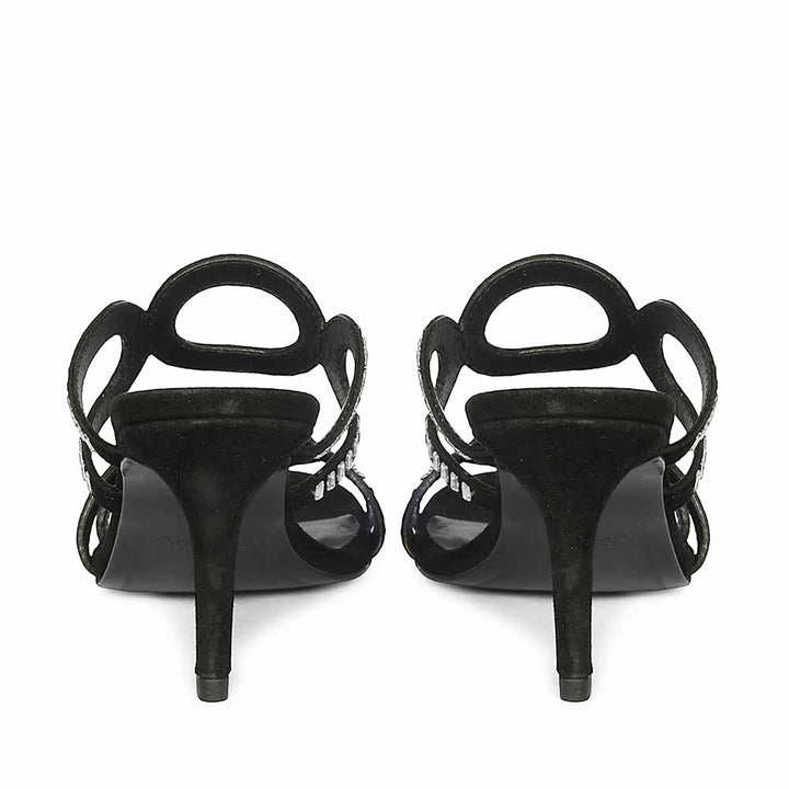 Saint Peyton Mirror Embellished Black Suede Heels