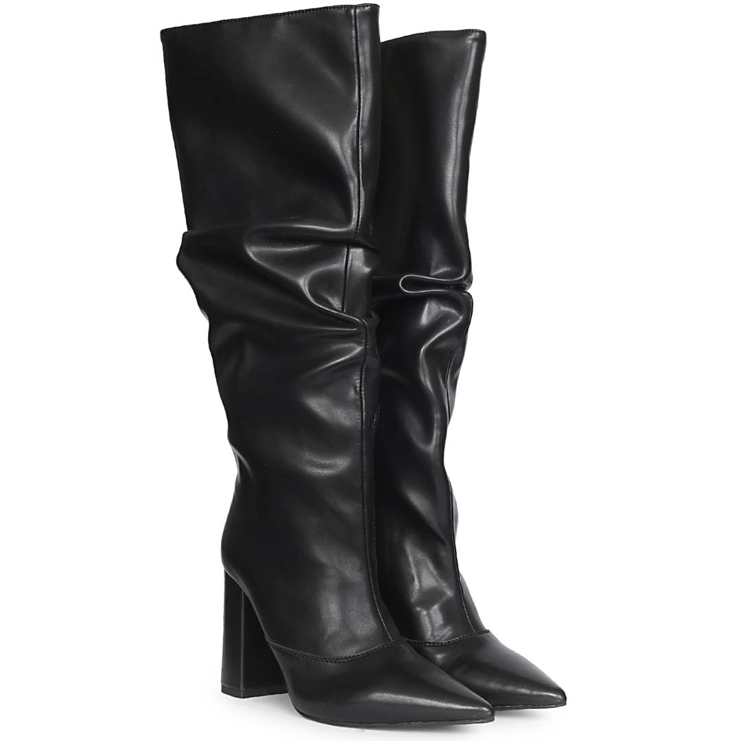 Saint Giselle Slouch Black Vegan Leather Knee-High Boots