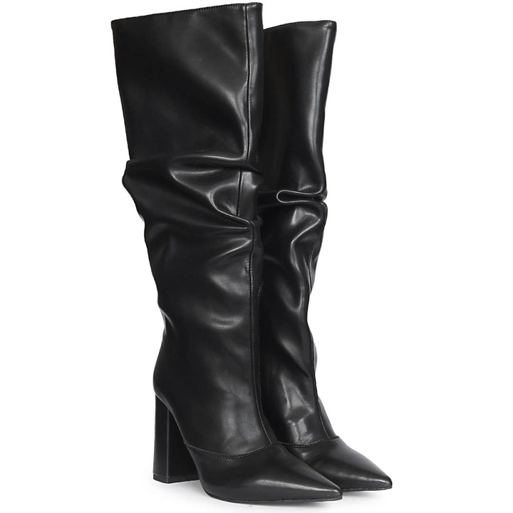 Saint Giselle Slouch Black Vegan Leather Knee-High Boots