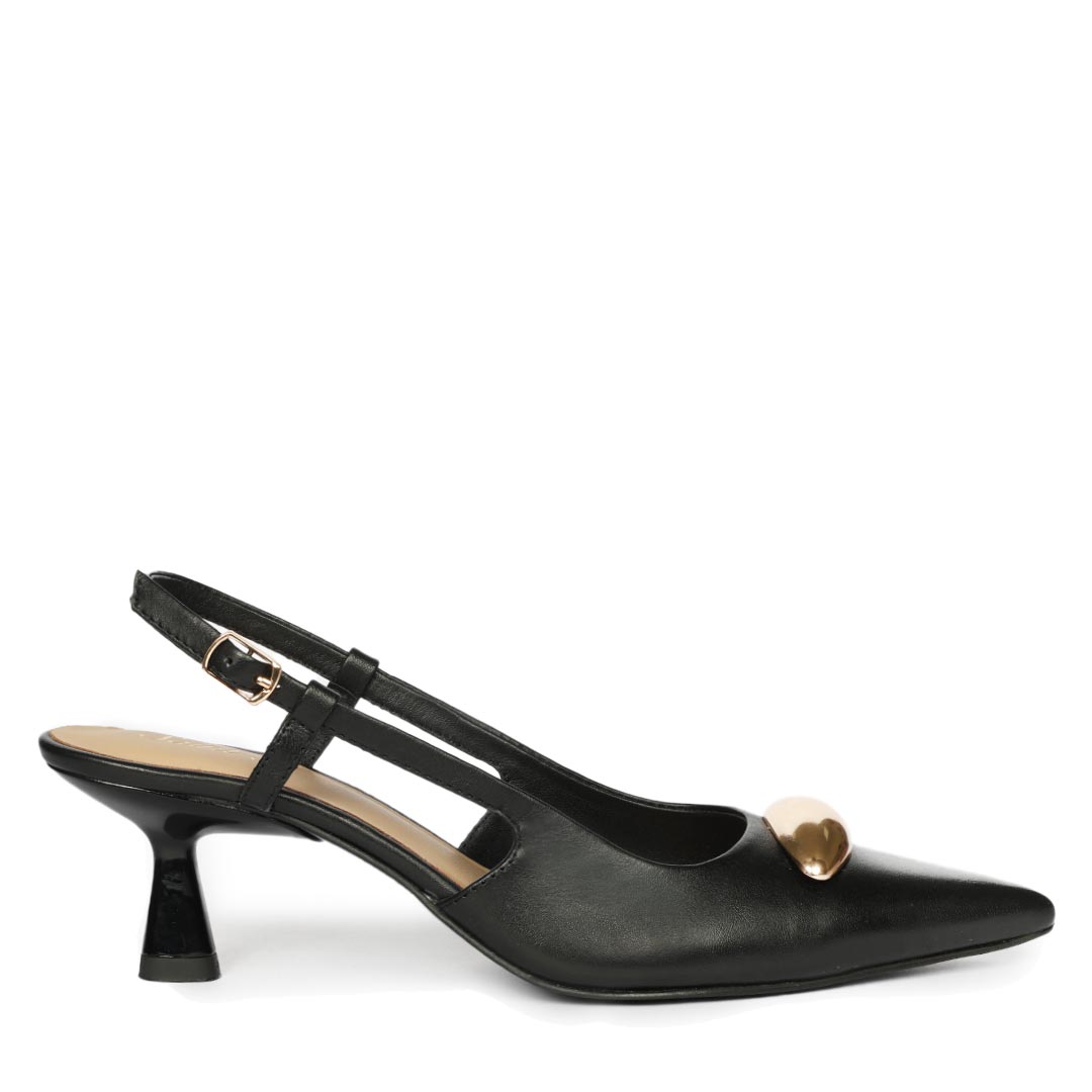 Saint Inara Black Leather Slingback Heels