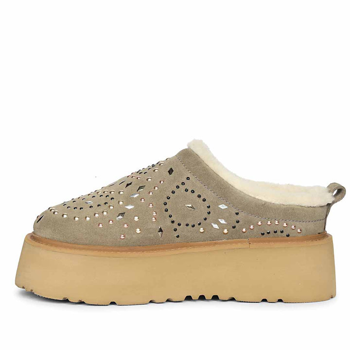 Saint Glaressa Studded Platform Suede Leather Slip-Ons
