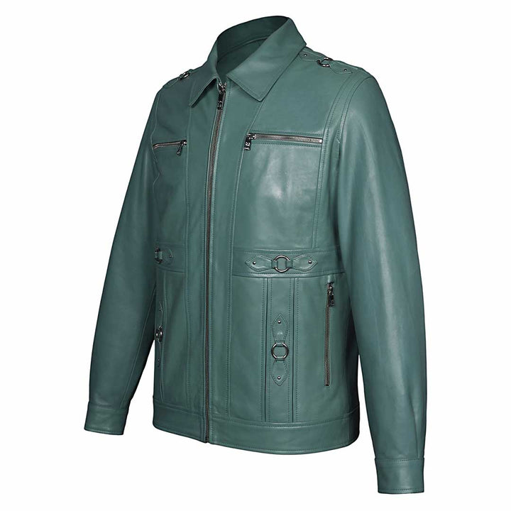 Saint Benjo Turquoise Leather Men's Jacket