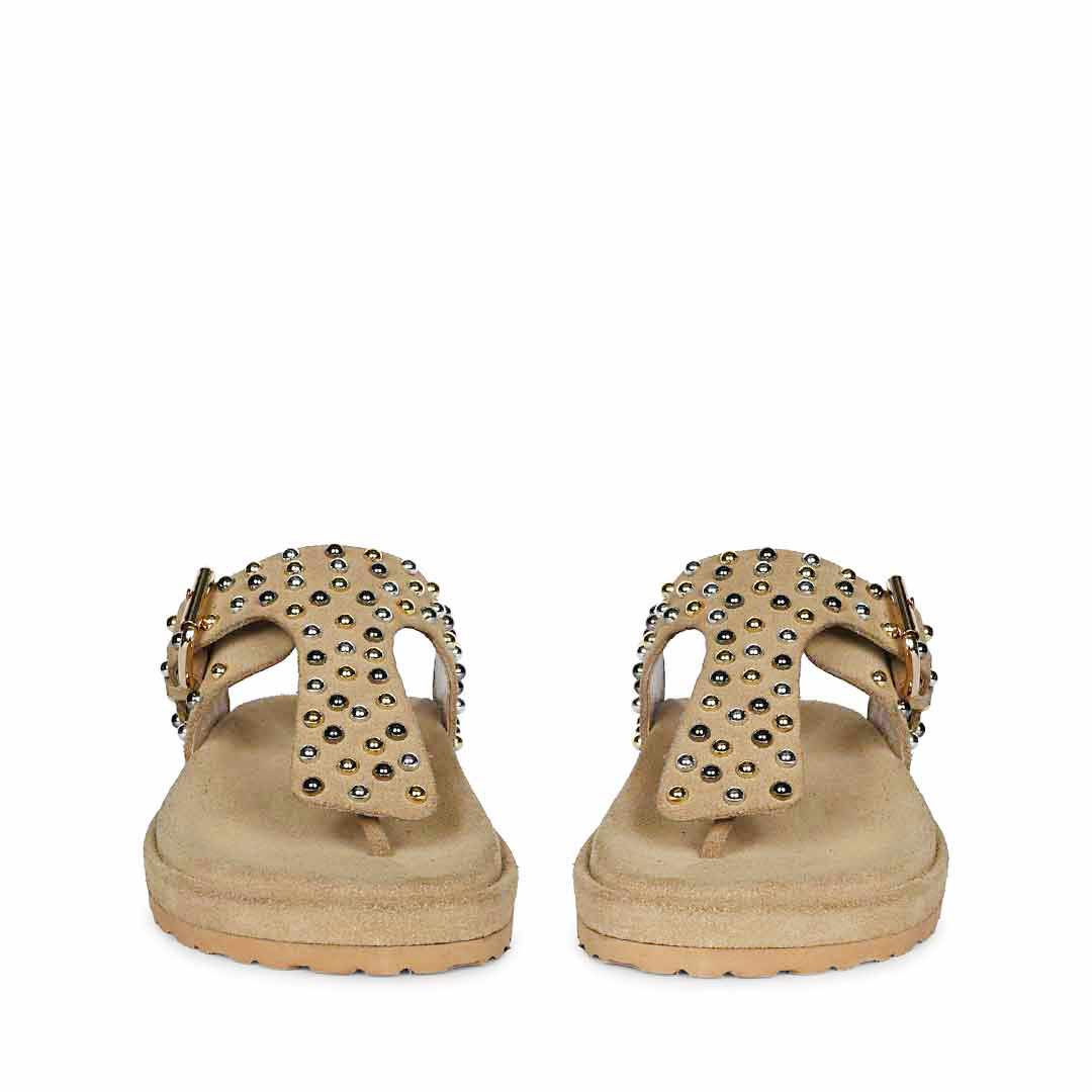 Saint Roma Studded Beige Footbed Sandals