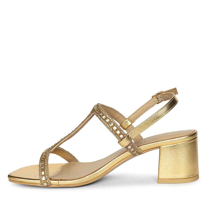 Saint Juno Golden Hour Jewel Leather Low Block Heels