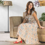 Saint Womens Beige Multicolour Printed Midi Dress