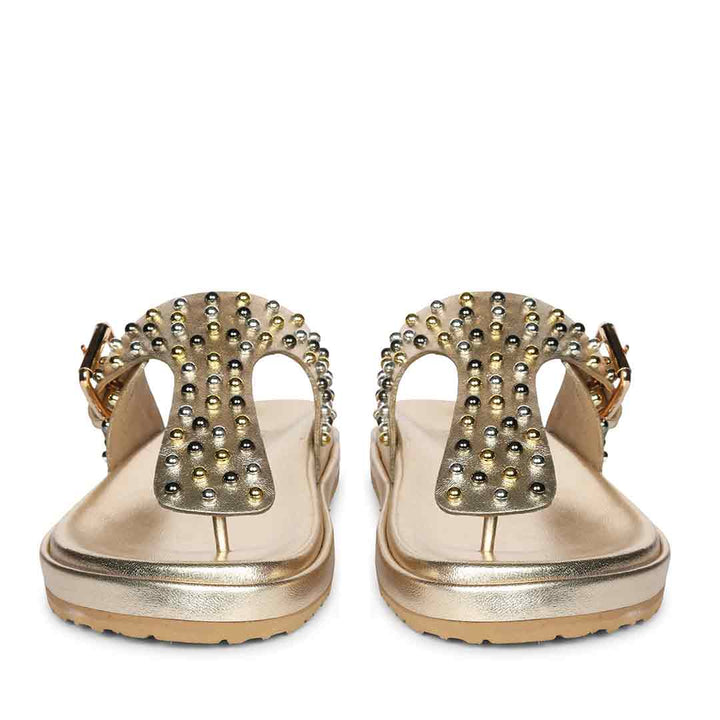 Saint Roma Studded Metallic Gold Footbed Sandals