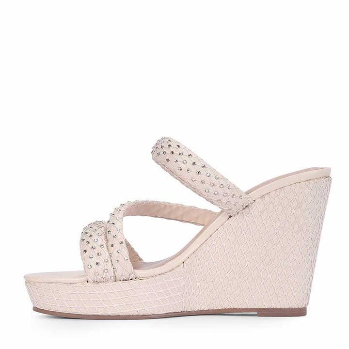 Saint Roxie Strass Cord Off White Wedges