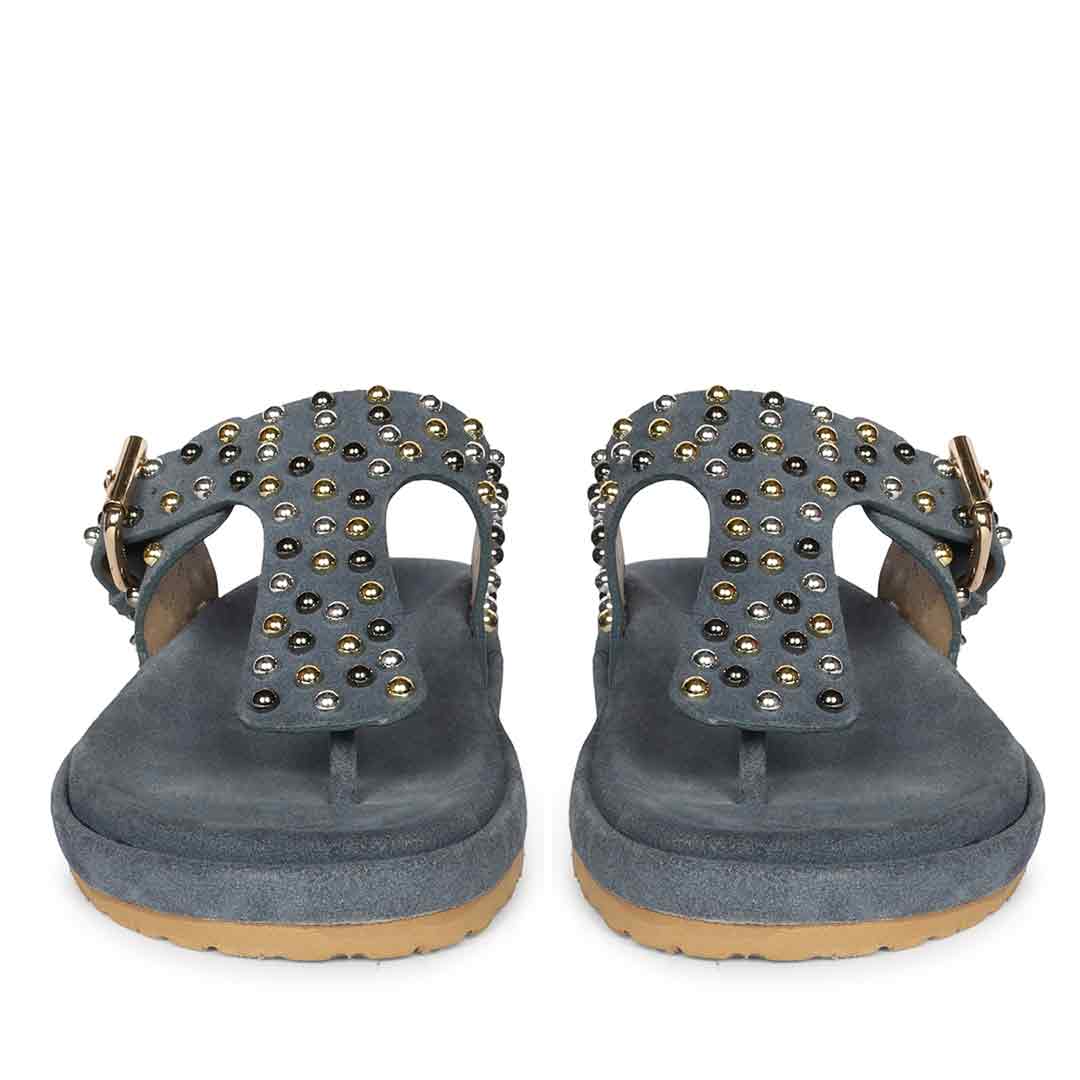 Saint Roma Studded Blue Footbed Sandals