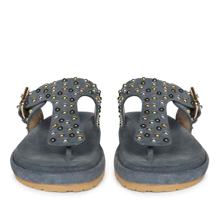 Saint Roma Studded Blue Footbed Sandals