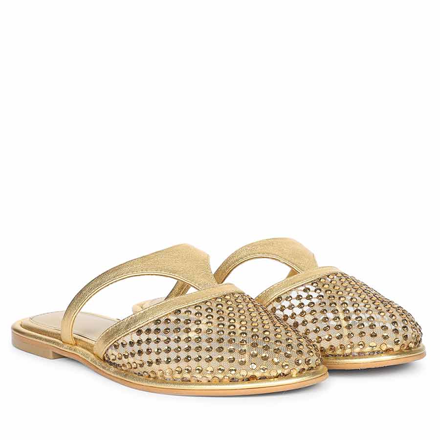 Crystal mesh mule flats