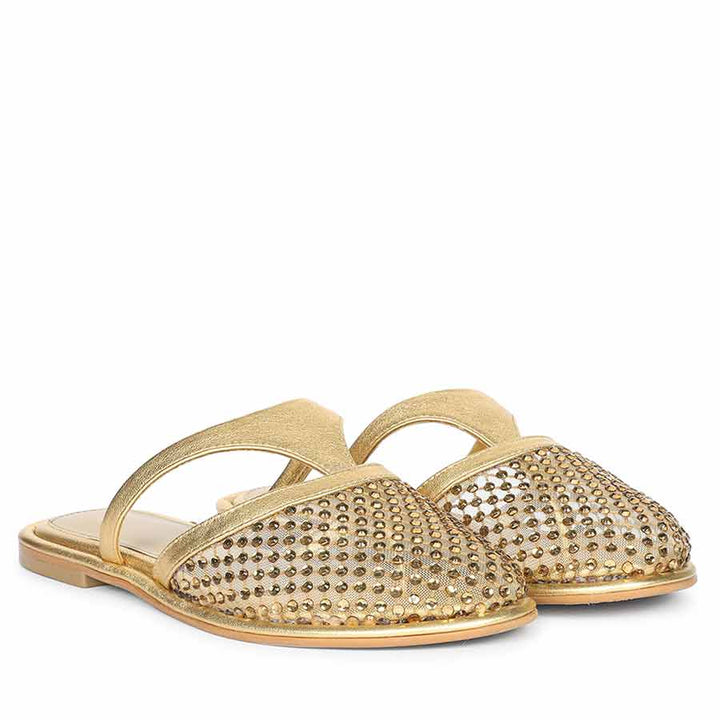 Crystal mesh mule flats
