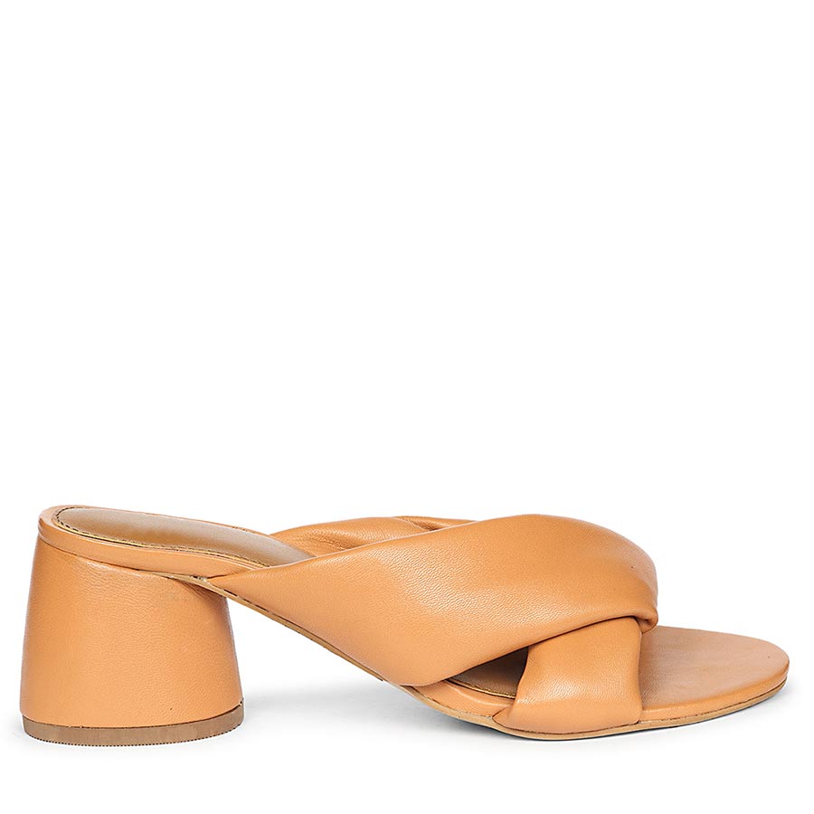Saint Athena Tan Glove Leather Block Heels