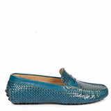 Saint Liana Blue Woven Leather Loafers