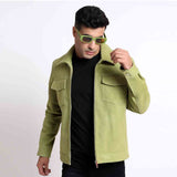 Saint Ruben Lime Suede Leather Men's Jacket With Collars