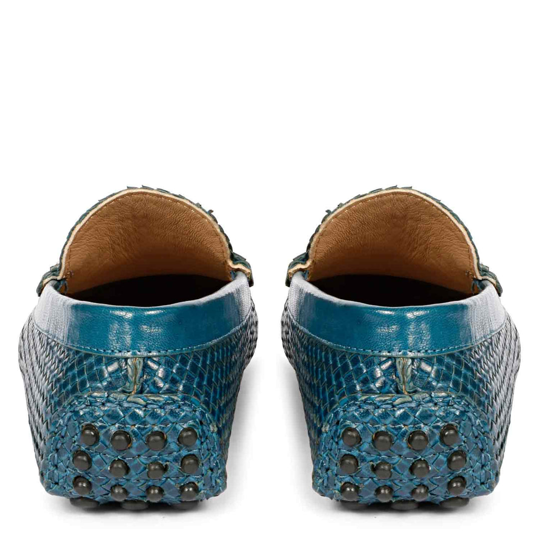 Saint Liana Blue Woven Leather Loafers