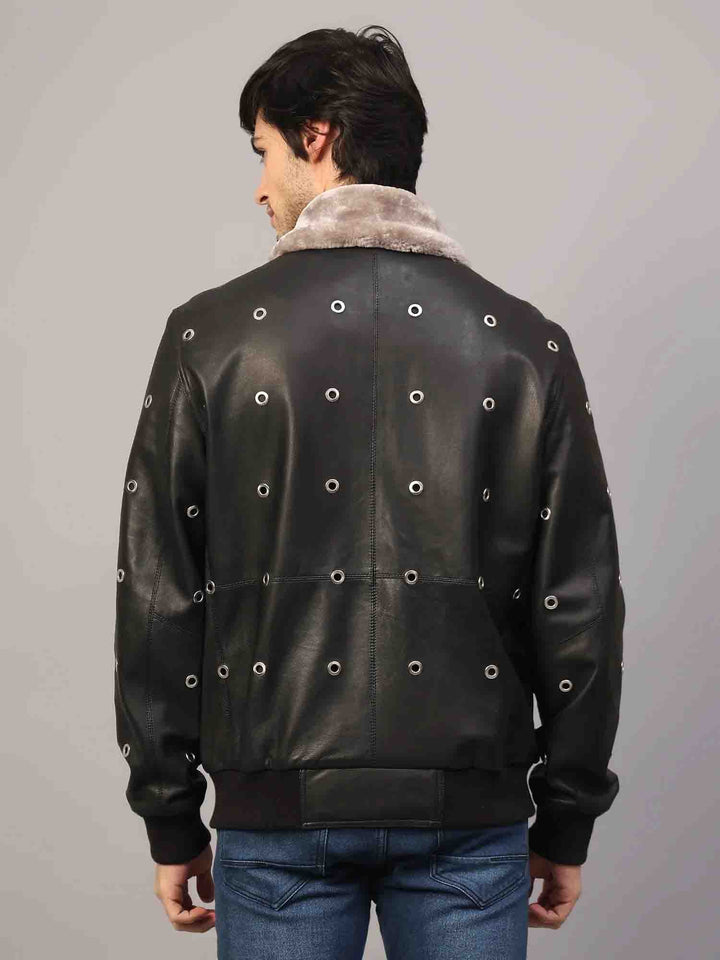 Saint Joshua Black Leather Men's Jackets